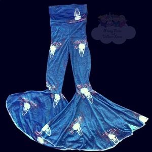 Size 10 girls handmade floral bull bell bottoms